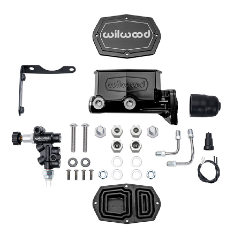 WIL Master Cylinder - Wilwood MOPAR Compact Tandem M/C Kit w/ P-Valve 1.12in Bore - Black