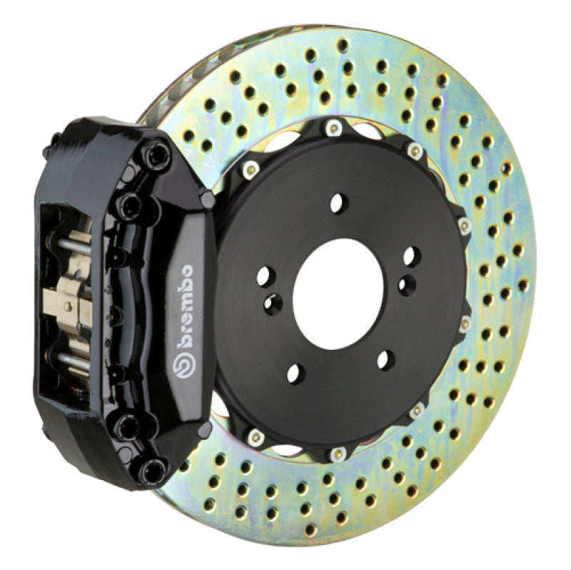 BRB Big Brake Kits - Brembo 02-07 RSX Front GT BBK 4 Piston Cast 2pc 328x28 2pc Rotor Drilled-Black