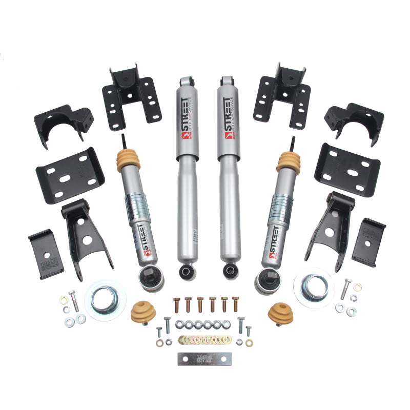 BT Lower Kit w SP Shocks - Belltech LOWERING KIT 16.5-17 Chevy Silverado All Cabs 4WD 2inF/2inR