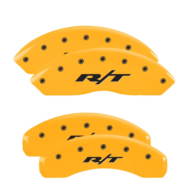 MGP Caliper Covers 4 Logo - MGP 4 Caliper Covers Engraved Front & Rear RT Yellow finish black ch