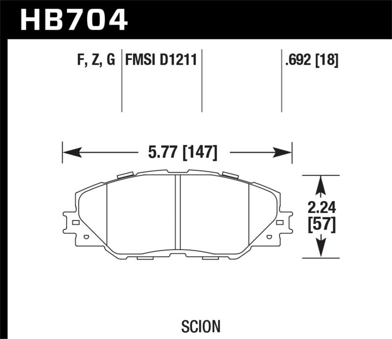 HAWK HPS Brake Pad Sets - Hawk 09-10 Pontiac Vibe 2.4L / 11-12 Scion tC HPS Front Street Brake Pads