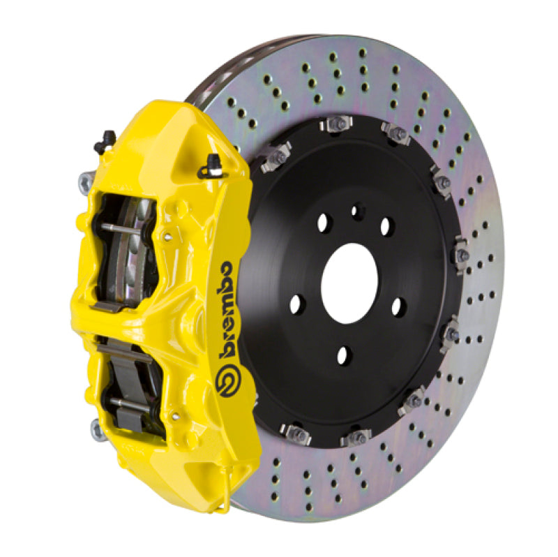 BRB Big Brake Kits - Brembo 03-09 Range Rover Front GT BBK 6 Piston Cast 405x34 2pc Rotor Drilled- Yellow