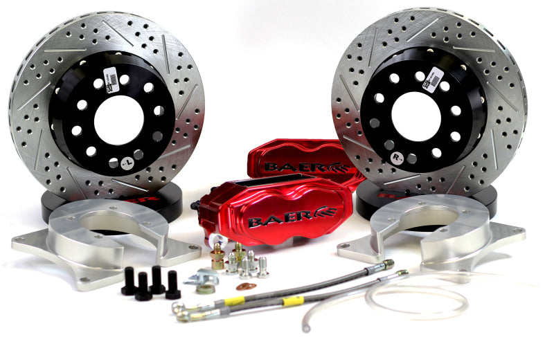 BAE SS4 Brake Kits - Baer Brakes Ford 8.8in C-Clip Rear Ends 11in SS4+ Dual Deep Stage Rear SDZ Brake Kit - Fire Red