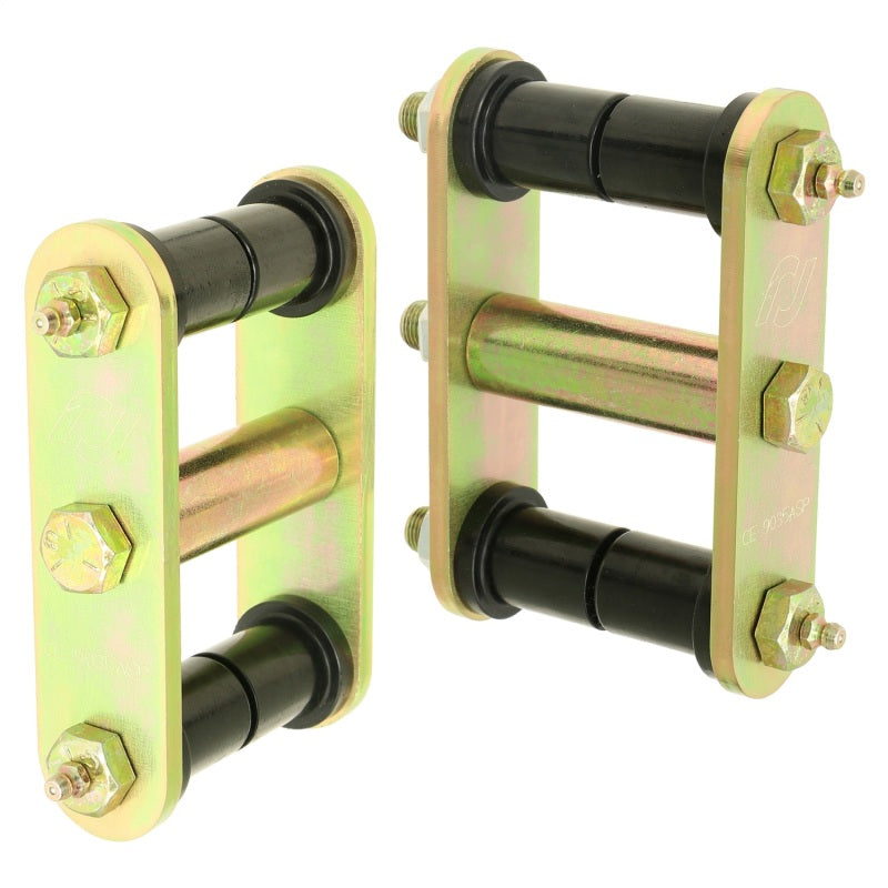 ROK Leafspring Components - RockJock 76-86 CJ HD Leaf Spring Shackles Rear w/ Urethane Bushings HD Greasable Bolts Pair