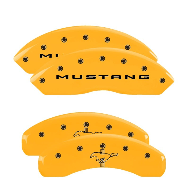 MGP Caliper Covers 4 Logo - MGP 4 Caliper Covers Engraved Front 2015/Mustang Engraved Rear 2015/Bar & Pony ylw finish black ch