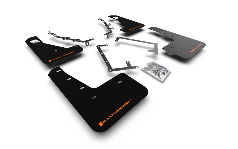 RAL UR Blk Flap/Orange Logo - Rally Armor 09-11 Ford Focus MK2 RS Black UR Mud Flap Orange Logo