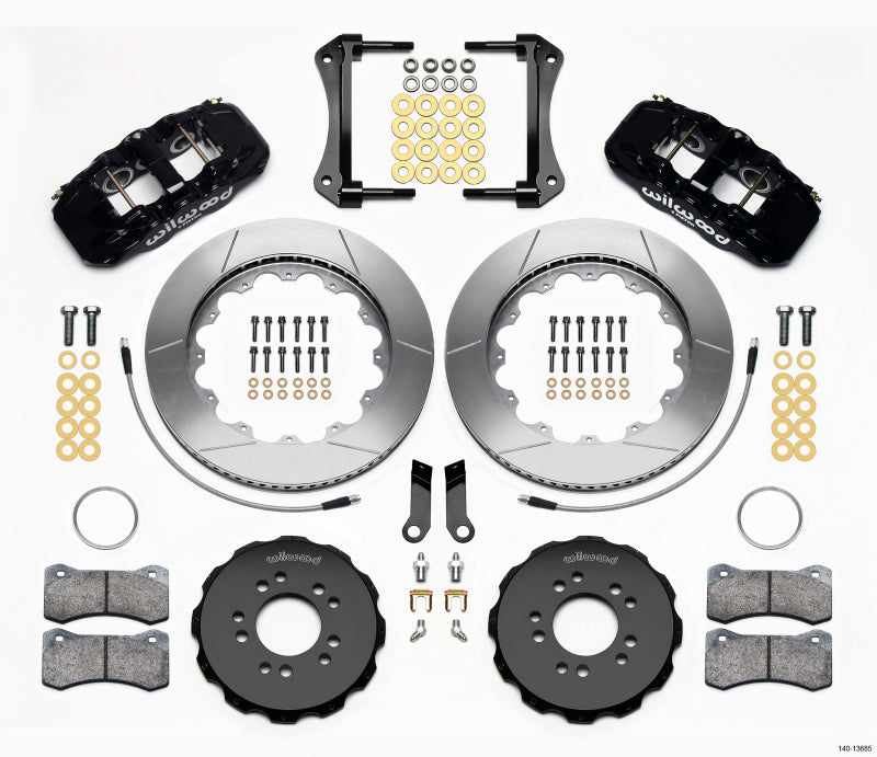 WIL Aero Brake Kit - Wilwood AERO6 Front Hat Kit 14.00 2005-2014 Mustang w/ BMR Suspn. w/Lines