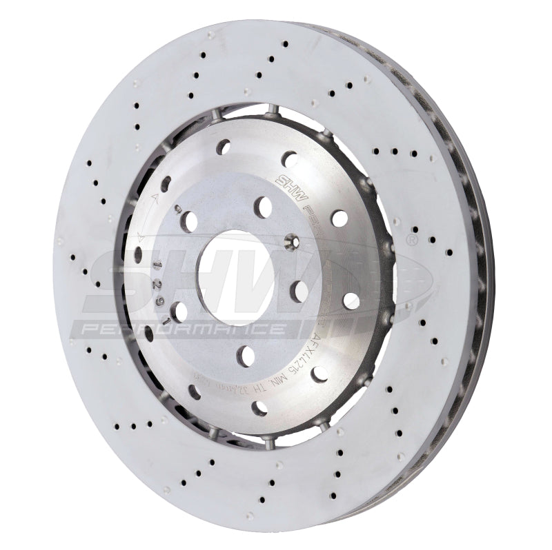 SHW Drilled-Dimpled LW Rotors - SHW 08-12 Audi R8 4.2L (Excl Ceramic Brakes) Front Drill-Dimp Lightweight Brake Rotor (420615301D)