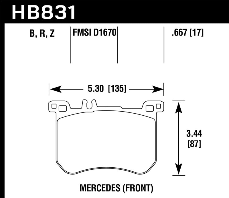 HAWK HPS 5.0 Brake Pad Sets - Hawk 13-17 Mercedes-Benz SL550 HPS 5.0 Front Brake Pads