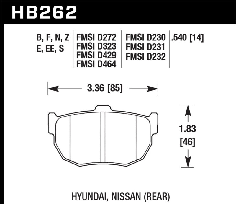 HAWK HPS Brake Pad Sets - Hawk 89-97 Nissan 240SX SE HPS Street Rear Brake Pads