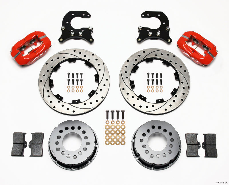 WIL Dynalite Brake Kit - Wilwood Forged Dynalite P/S Rear Kit Drilled Red Small Ford 2.66in Offset