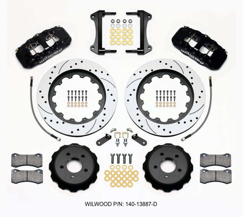 WIL Aero Brake Kit - Wilwood AERO6 Front Hat Kit 15.00 Drilled 15-23 Mustang w/Lines