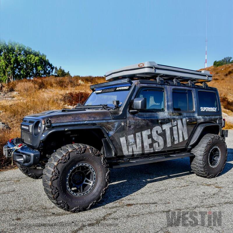 WES Nerf Bars - R5 - Westin 18-22 Jeep Wrangler JLU 4dr R5 Nerf Step Bars - Tex. Blk