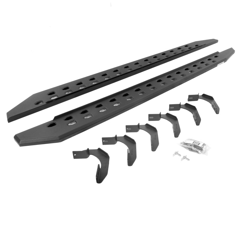 GOR RB20 Slim Running Boards - Go Rhino 04-14 Ford F-150 Super Crew 4DR RB20 Slim Running Boards Kit (Incl. Brackets) - Tex. Blk