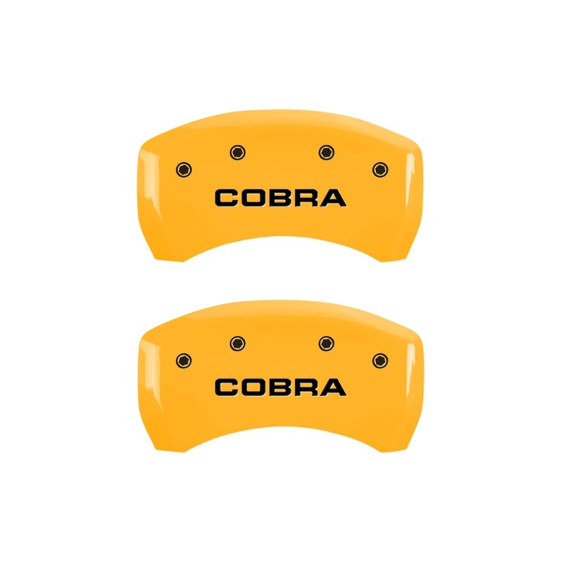 MGP Caliper Covers 2 Logo - MGP Rear set 2 Caliper Covers Engraved Rear Cobra Yellow finish black ch