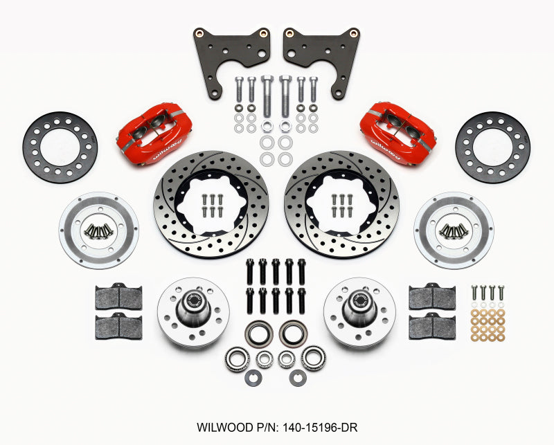 WIL Dynalite Brake Kit - Wilwood Forged Dynalite Front Kit 11.00in Drilled Red 65-72 CDP C Body -Drum