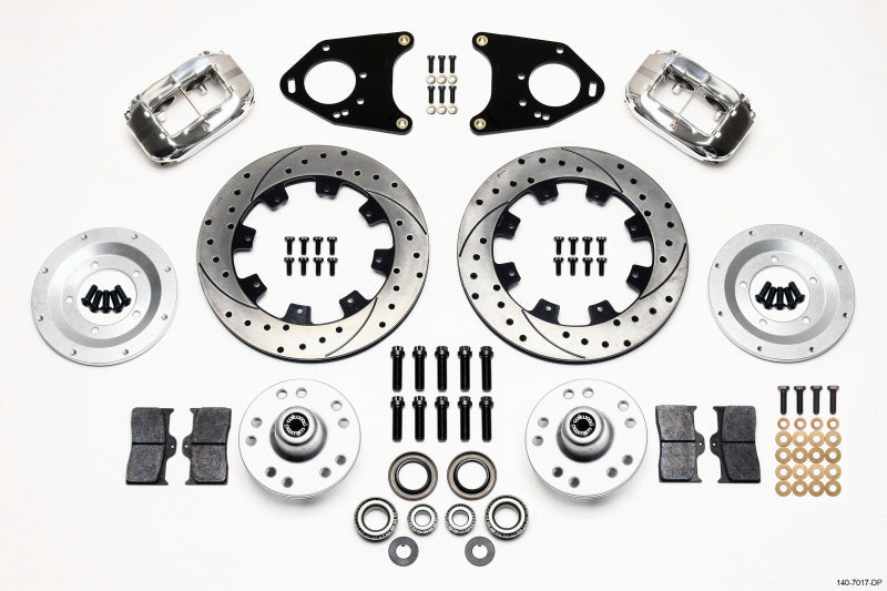 WIL Dynalite Brake Kit - Wilwood Forged Dynalite Front Kit 12.19in Drilled Polished 71-80 Pinto/Mustang II Disc & Drum