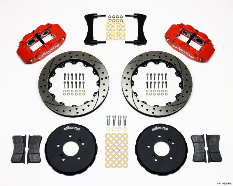 WIL Superlite Brake Kit - Wilwood Narrow Superlite 6R Front Hat Kit 12.88in Drill Red Honda S2000