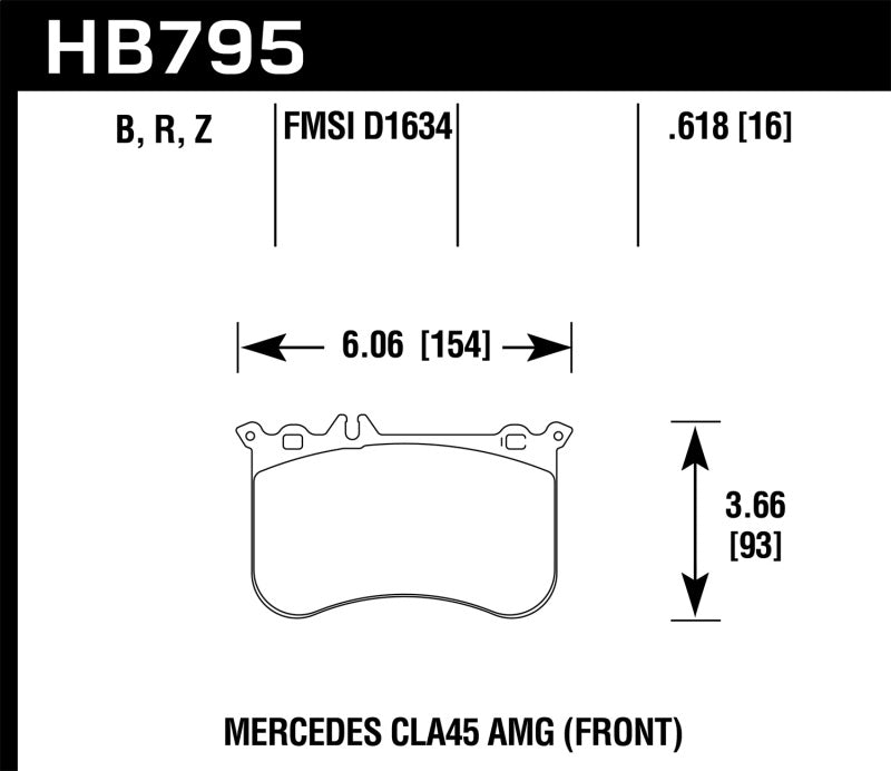 HAWK Ceramic Brake Pad Sets - Hawk 14-17 Mercedes-Benz CLA 45 AMG Performance Ceramic Street Front Brake Pads