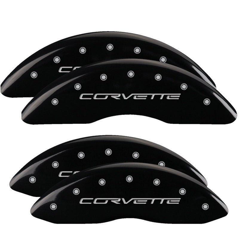 MGP Caliper Covers 4 Logo - MGP 4 Caliper Covers Engraved Front & Rear C6/Corvette Black finish silver ch