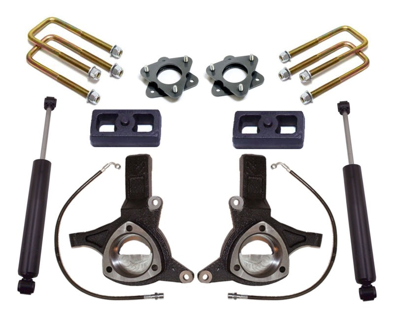MXT Lift Spindles - MaxTrac 07-16 GM C1500 2WD w/Cast Steel Susp. 6in/3in Spindle Lift Kit w/MaxTrac Shocks