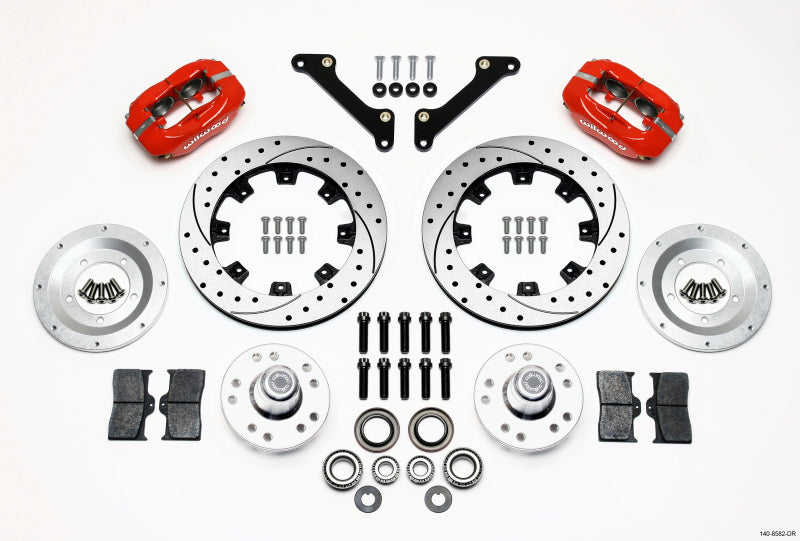 WIL Dynalite Brake Kit - Wilwood Forged Dynalite Front Kit 12.19in Drilled Red 70-78 Camaro