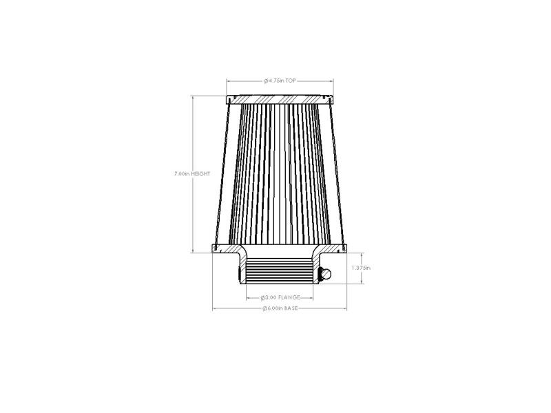 AFE Universal D2 Dura Dry Air Filter - aFe POWER Universal Clamp-On Air Filter w/ D2 Dura-Dry Media - 3in F x 6in B x 4-3/4in T x 7in H