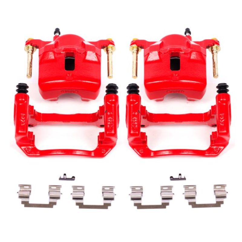 PSB Red Calipers - Power Stop 03-08 Pontiac Vibe Front Red Calipers w/Brackets - Pair