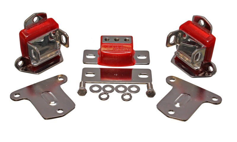 ES Eng/Trans Combo Kit - Red - Energy Suspension 67-72 Chevrolet Camaro Red Motor and Transmission Mounts; Chrome Finish
