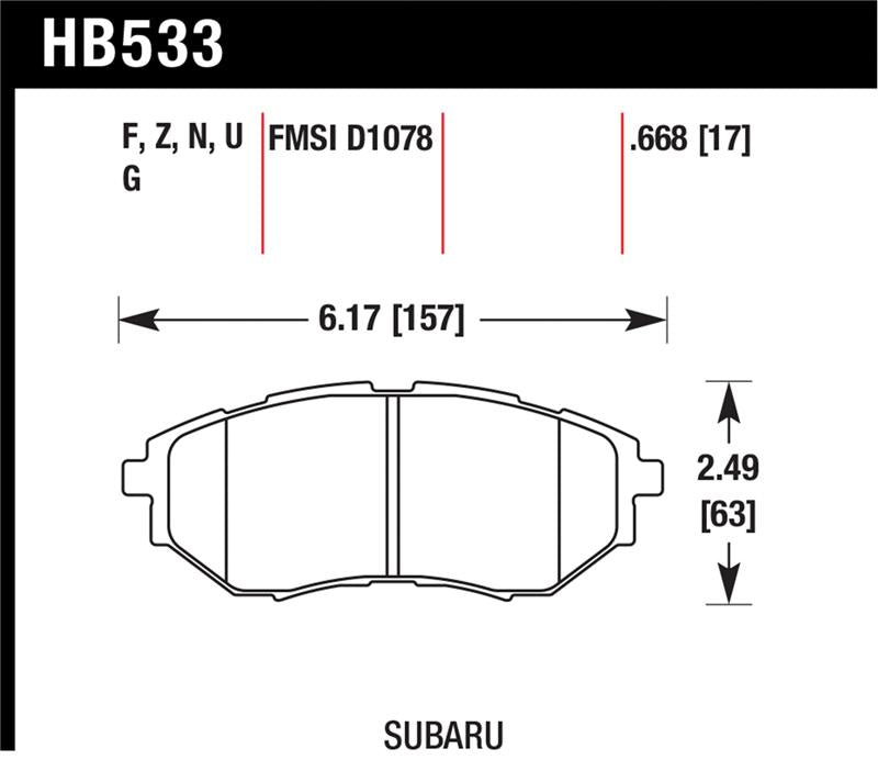 HAWK HPS 5.0 Brake Pad Sets - Hawk 2006-2007 Subaru B9 Tribeca Limited HPS 5.0 Front Brake Pads