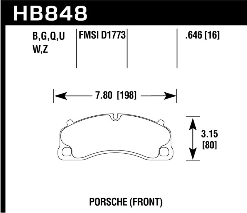 HAWK DTC-70 Brake Pad Sets - Hawk 14-19 Porsche 911 GT3/GT3 RS / 2016 Porsche Cayman GT4 DTC-70 Race Front Brake Pads
