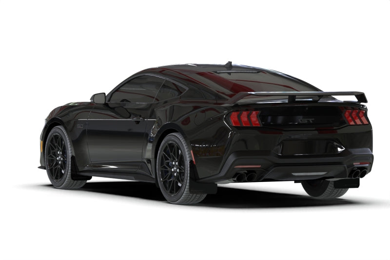 RAL UR Blk Flap/Met. Blk Logo - Rally Armor 2024+ Ford Mustang Black UR Mud Flap w/ Metallic Black Logo