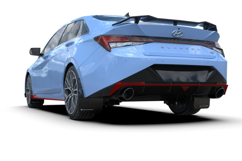 RAL UR Blk Flap/Grey Logo - Rally Armor 22-23 Hyundai Elantra N & N Line Black Mud Flap w/Grey Logo