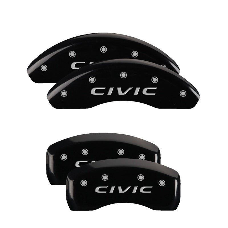 MGP Caliper Covers 4 Logo - MGP 4 Caliper Covers Engraved Front 2016/CIVIC Engraved Rear 2016/CIVIC Black finish silver ch