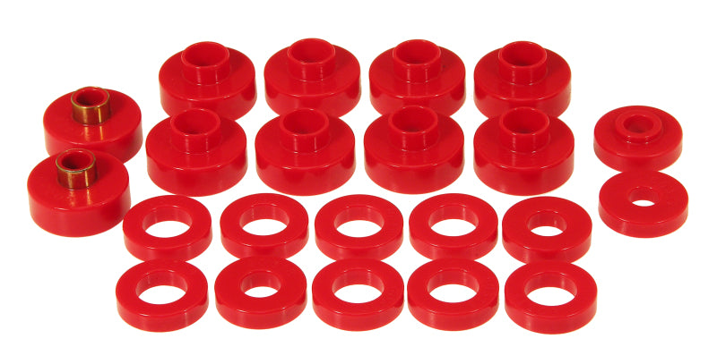 PRO Body/Subframe Bush - Red - Prothane 76-79 Jeep CJ5/CJ7 Body Mount 22 Bushing Kit - Red