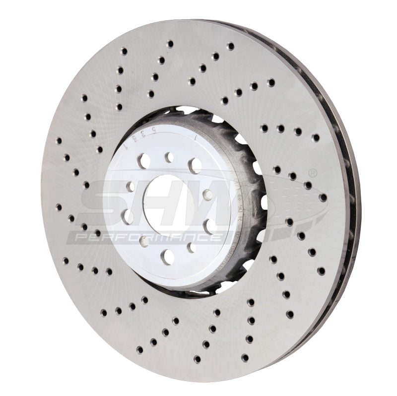 SHW Drilled Lightweight Rotors - SHW 2020+ BMW X3 M 3.0L Left Front Cross-Drilled Lightweight Brake Rotor (34118054825)