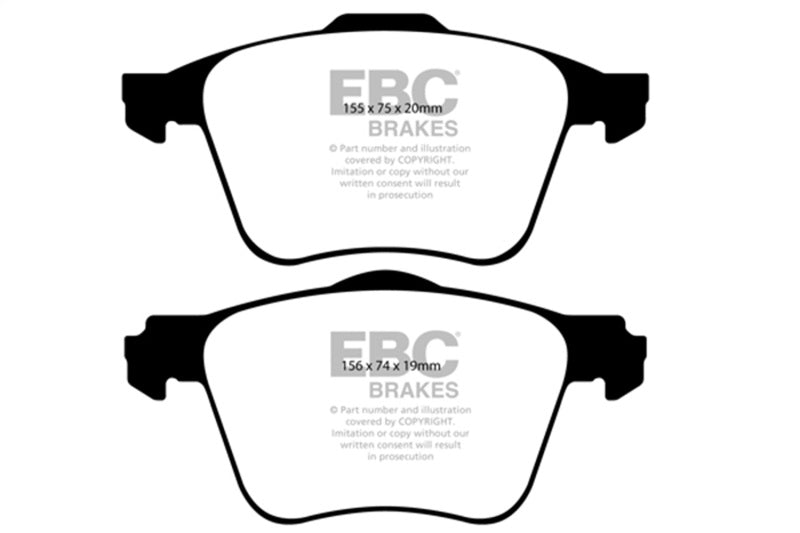 EBC Ultimax2 Brake Pad Sets - EBC 03-09 Volvo XC90 2.9 Twin Turbo Ultimax2 Front Brake Pads