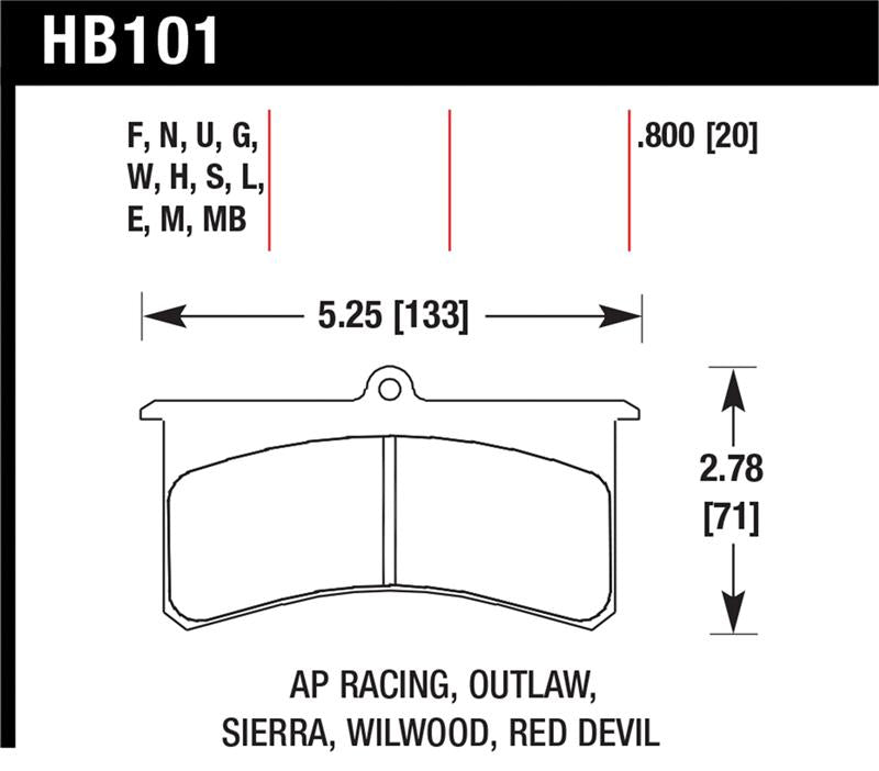 HAWK DTC-30 Brake Pad Sets - Hawk Wilwood SL AP Racing Outlaw .8 Inch Super-lite DTC-30 Brake Pad Set