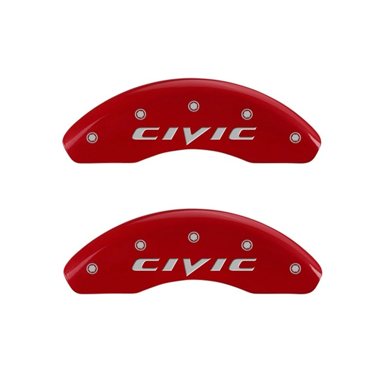 MGP Caliper Covers 2 Logo - MGP Front set 2 Caliper Covers Engraved Front 2015/Civic Red finish silver ch