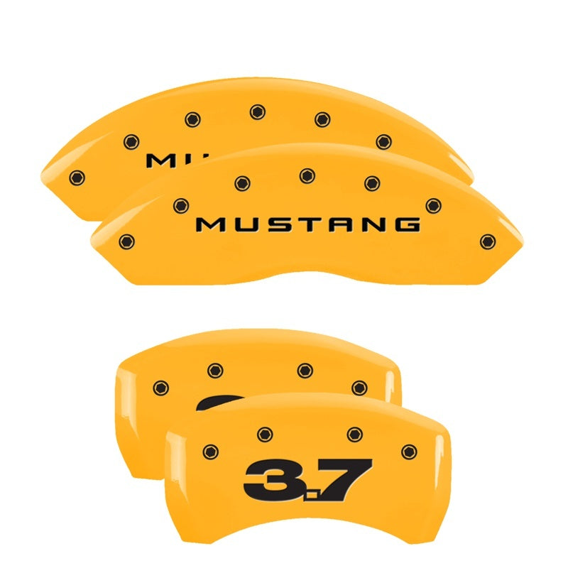 MGP Caliper Covers 4 Logo - MGP 4 Caliper Covers Engraved Front Mustang Engraved Rear 37 Yellow finish black ch