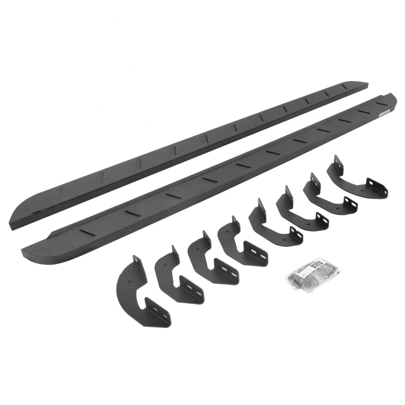 GOR RB10 Slim Running Boards - Go Rhino 07-21 Toyota Tundra DC 4DR RB10 Slim Running Boards Kit (Incl. Brackets) - Bedliner Coating