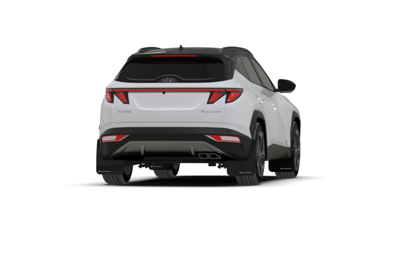 RAL UR Blk Flap/Wht Logo - Rally Armor 22-24 Hyundai Tucson Black UR Mud Flap w/White Logo