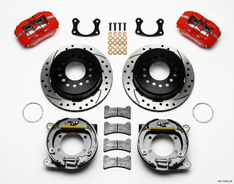 WIL Dynapro Brake Kit - Wilwood Dynapro Low-Profile 11.00in P-Brake Kit Drill-Red New Big Ford 2.36in Offset
