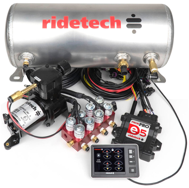 RID Air Control System - Ridetech RidePro E5 Air Ride Suspension Control System 3 Gallon Single Compressor 1/4in Valves