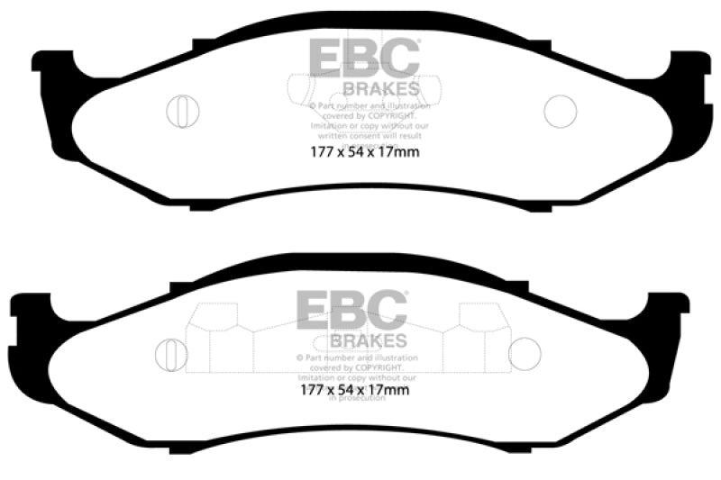 EBC Extra Duty Brake Pad Sets - EBC 97-99 Jeep Cherokee 2.5 82mm High Rotors Extra Duty Front Brake Pads