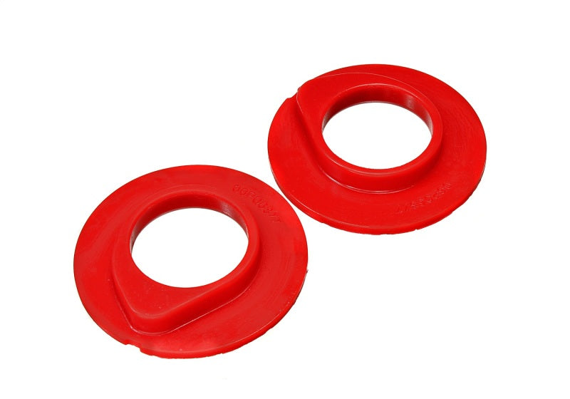 ES Spring Isolators - Red - Energy Suspension 90-96 Ford F-150/Ford Bronco Front Coil Spring Isolator Set - Red
