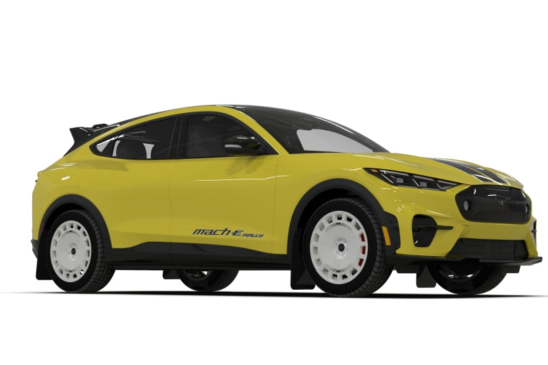RAL UR Blk Flap/Met. Blk Logo - Rally Armor 2021-26 Ford Mach-E Rally Edition Black UR Mud Flap Metallic Black Logo