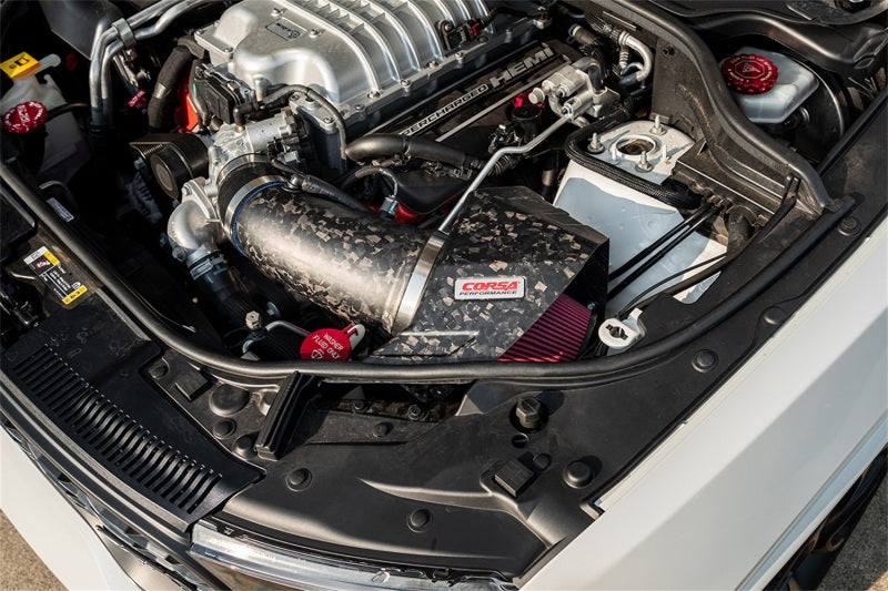 COR Air Intake Open Element - Corsa 2020-2025 Dodge Durango SRT Hellcat Carbon Fiber Air Intake w/ DryTech Forged CF - Black