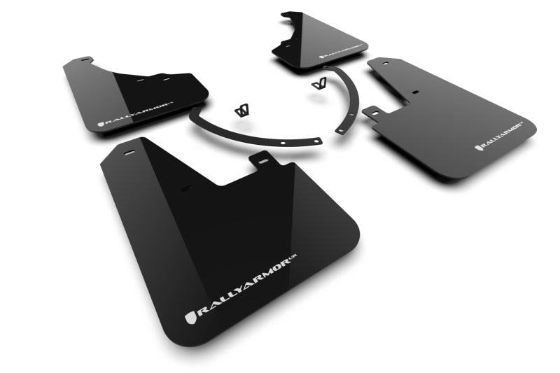 RAL UR Blk Flap/Wht Logo - Rally Armor 24-25 Hyundai Santa Fe Black Mud Flap w/White Logo