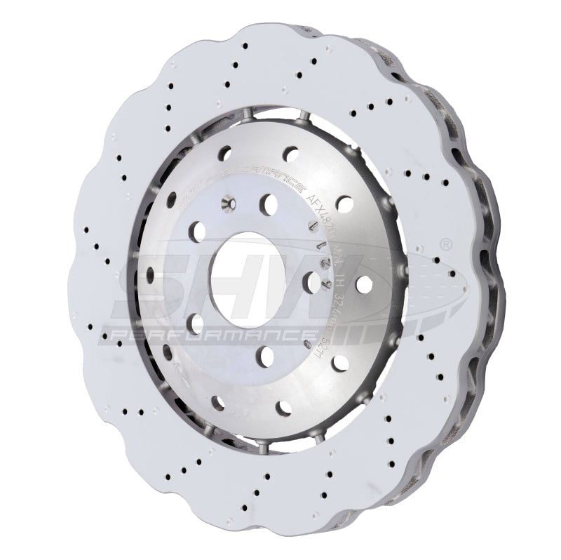 SHW Drill-Dimpl LW Wavy Rotors - SHW 14-20 Audi R8 5.2L (Excl Ceramic Brake) Front Drilled-Dimpled LW Wavy Brake Rotor (4S0615301B)